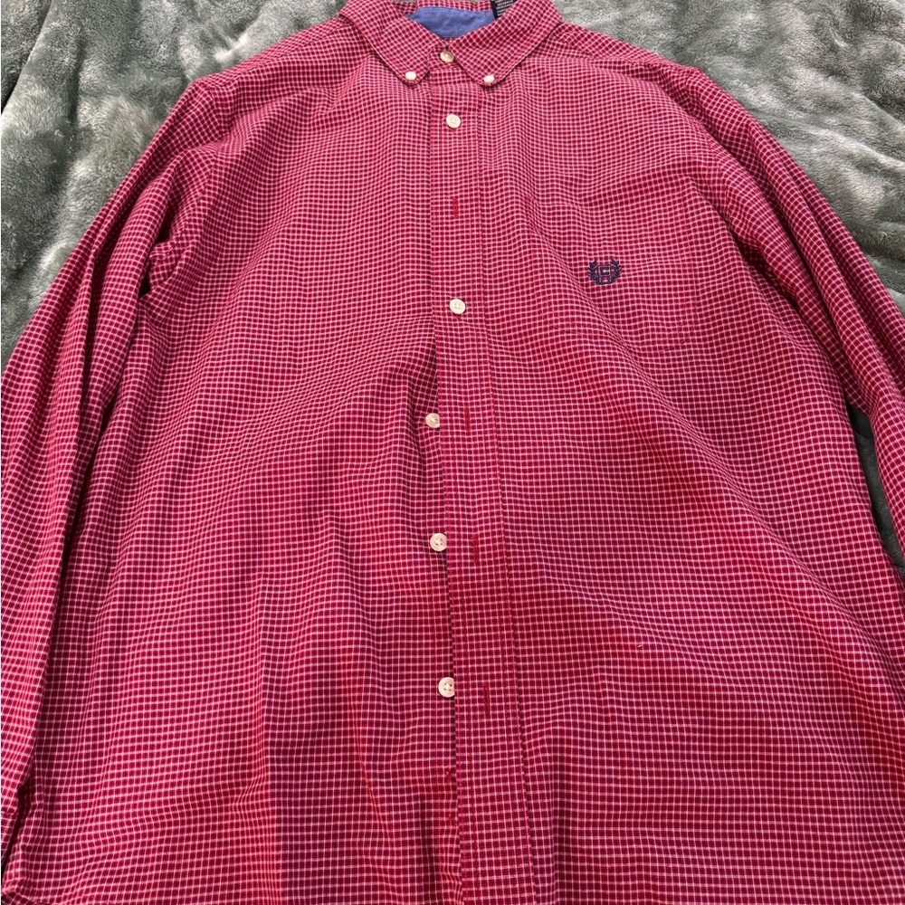 Chaps Red Plaid Casual Button Down Shirt
